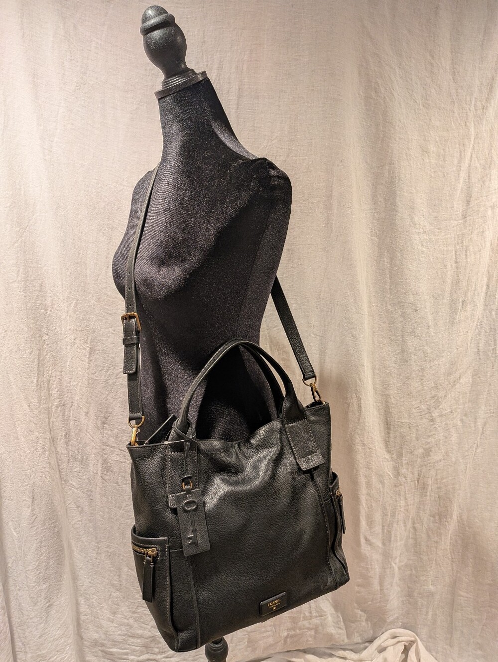 Fossil Emerson Black Leather Satchel – NWT
